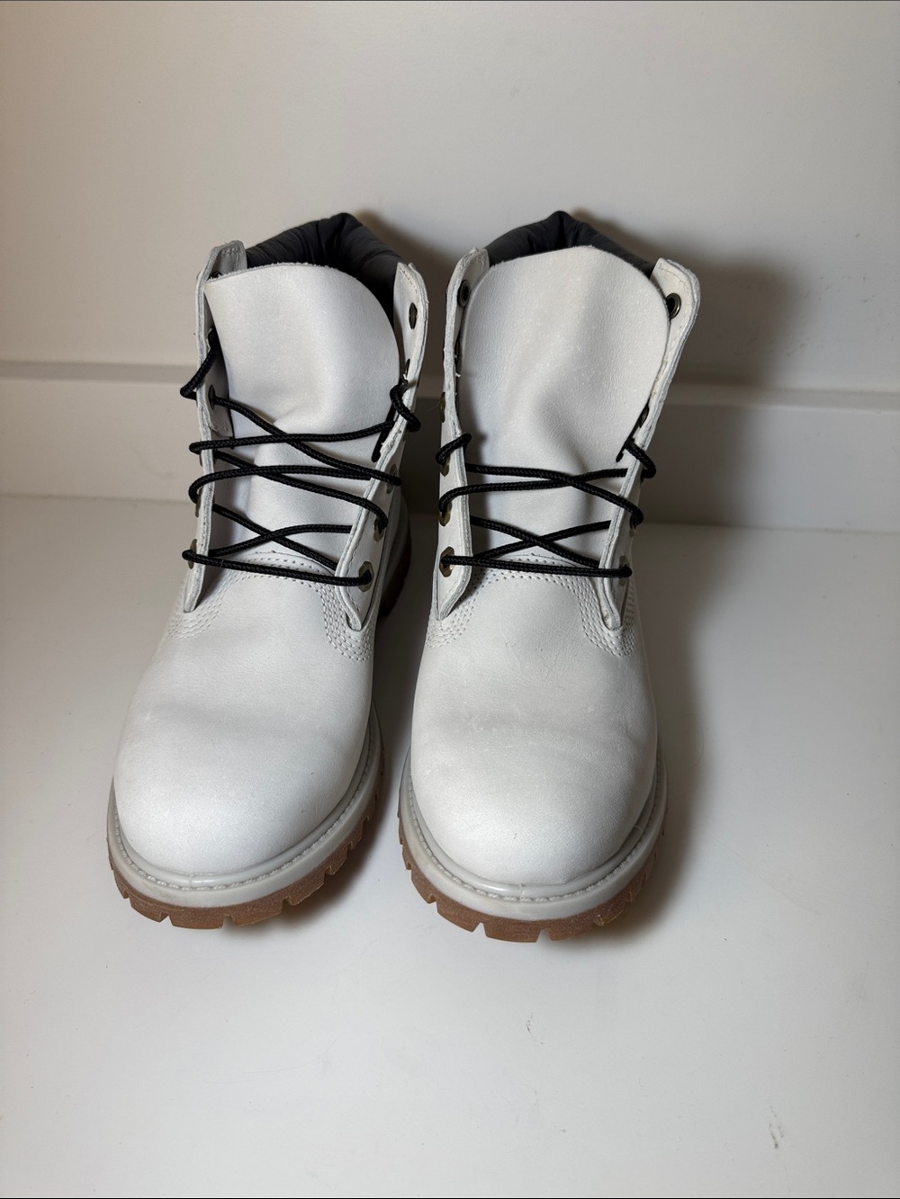 Timberland Women’s White Lace-Up Boots - Size 8.5 - Like New!